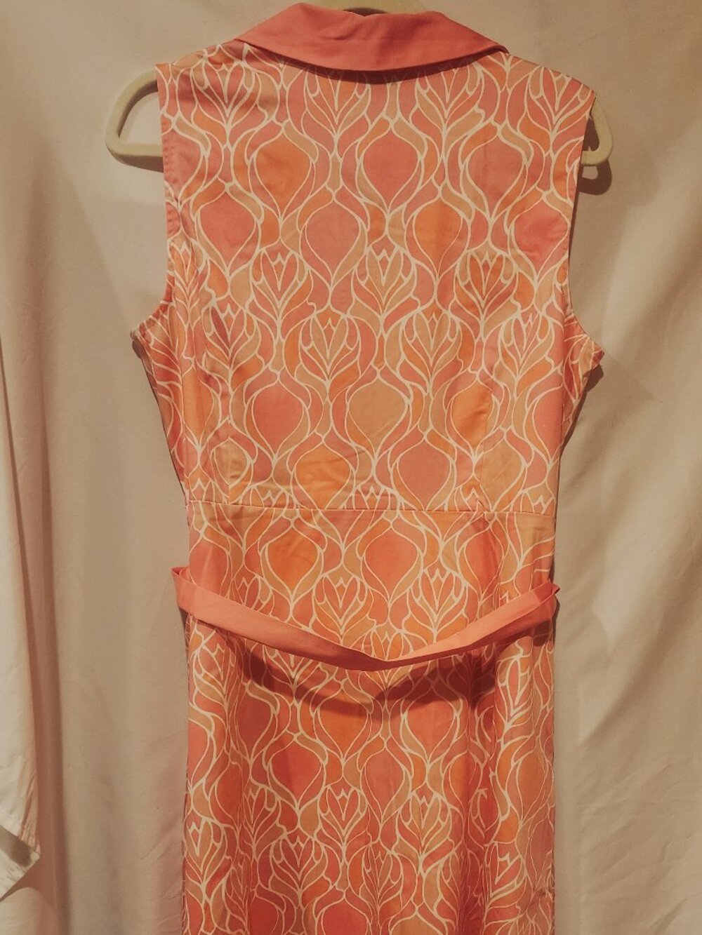 Isaac Mizarahi Pink Printed Dress with Collar & pockets Vintage Size 14 - Picture 4 of 8